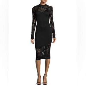 Milly Long-Sleeve Fractured Pointelle Sheath Dress
